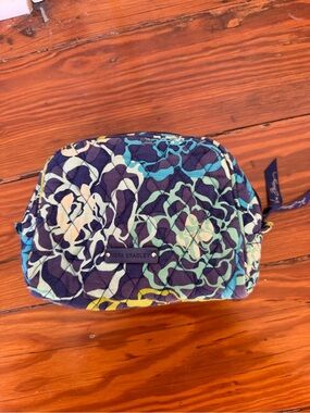 Vera Bradley Blue Floral Quilted Cosmetic Case Bag